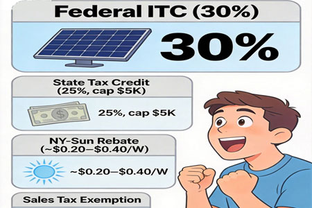 New York Solar Incentives 2026 – Tax Credits, Rebates, Property & Net Metering Rules