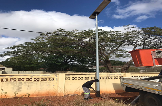 Anern SLZ-150W Solar Street Lights Installed at 9.5M in Botswana Public Road Project