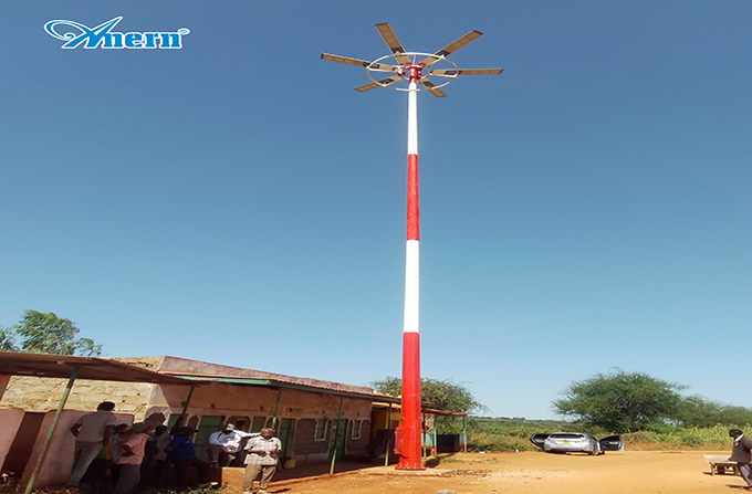Kenya 20m Pole Solar Corridor Lighting Upgrade with Anern SLV 150W