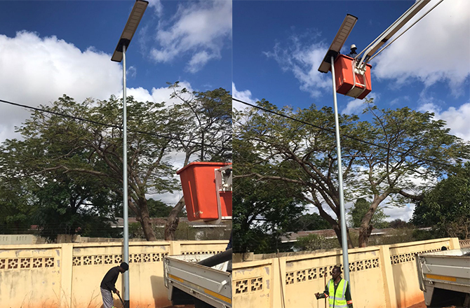 Anern SLZ-150W Solar Street Lights Installed at 9.5M in Botswana Public Road Project