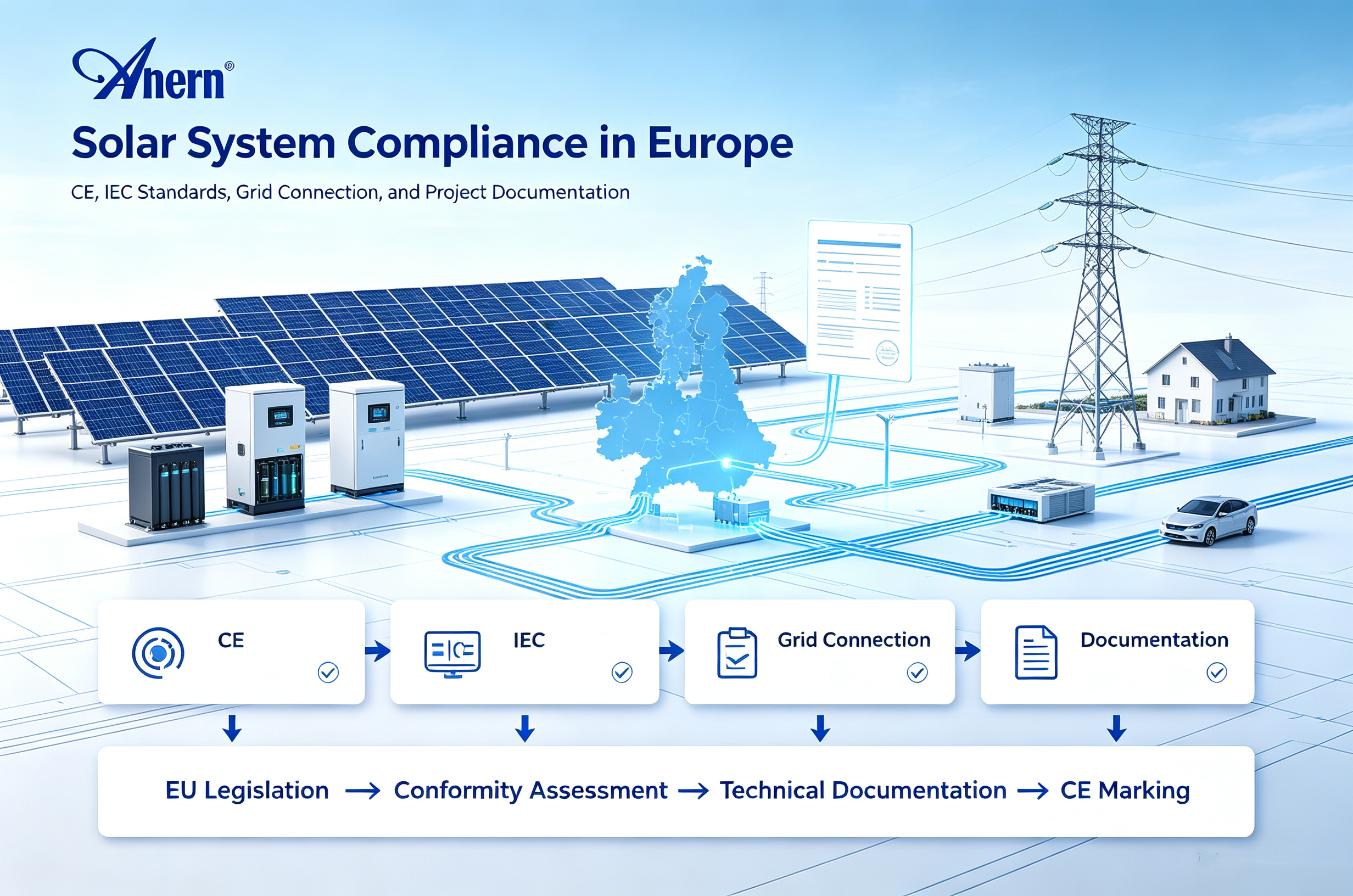 Solar System Compliance in Europe: CE, IEC Standards, Grid Connection, and Project Documentation