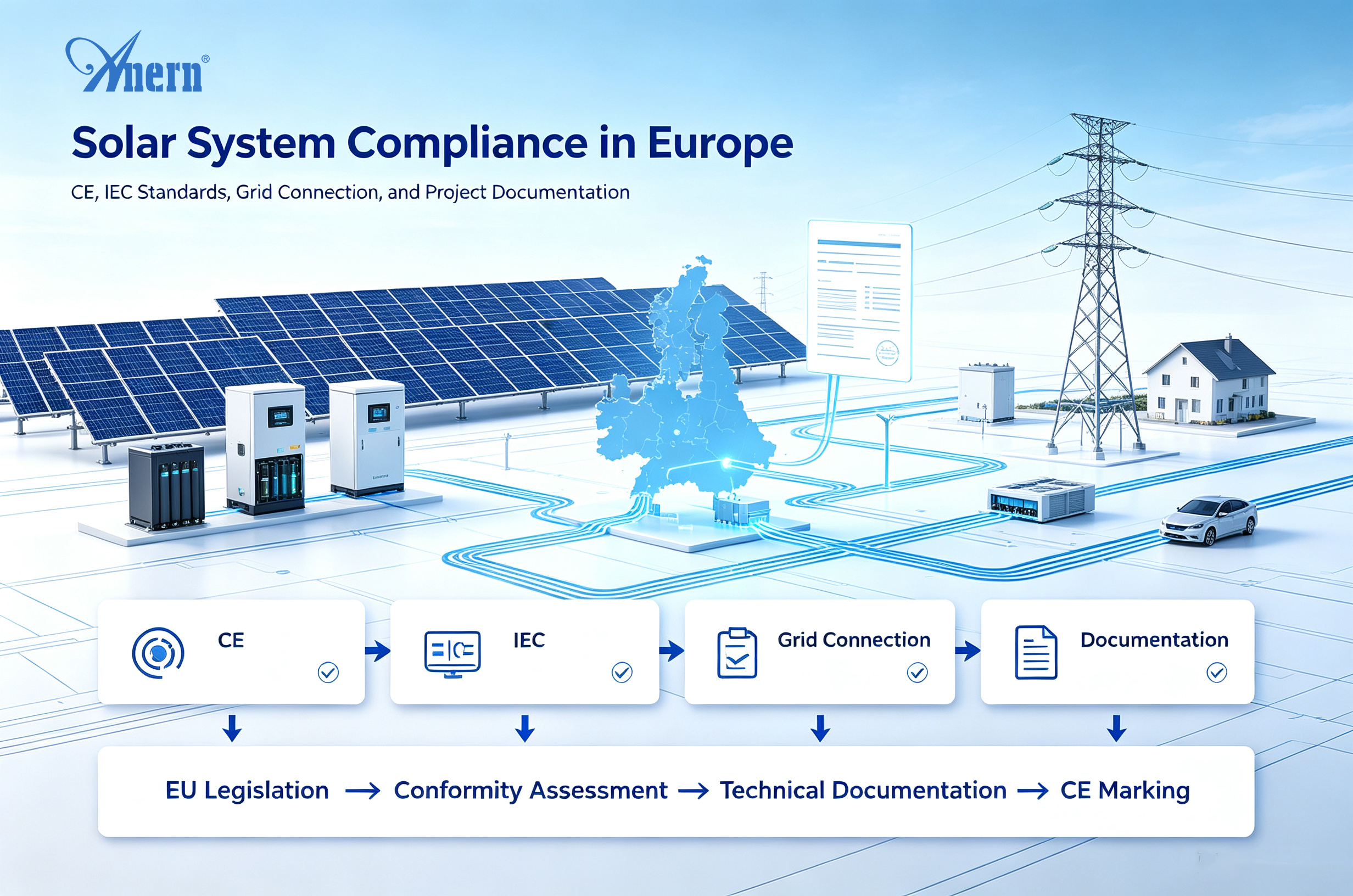 Solar System Compliance in Europe: CE, IEC Standards, Grid Connection, and Project Documentation